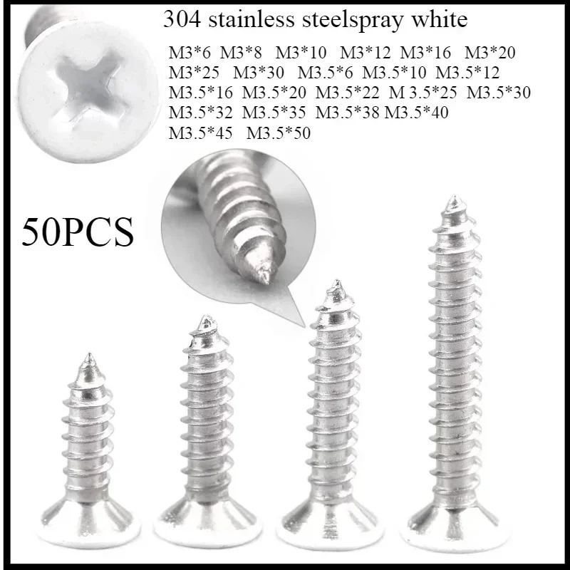 

304 Stainless Steel Cap Wood White Metal Round Self Tapping Scre Pan Cabinet Screws with Paint Self-tapping Machine Shcs Sunk