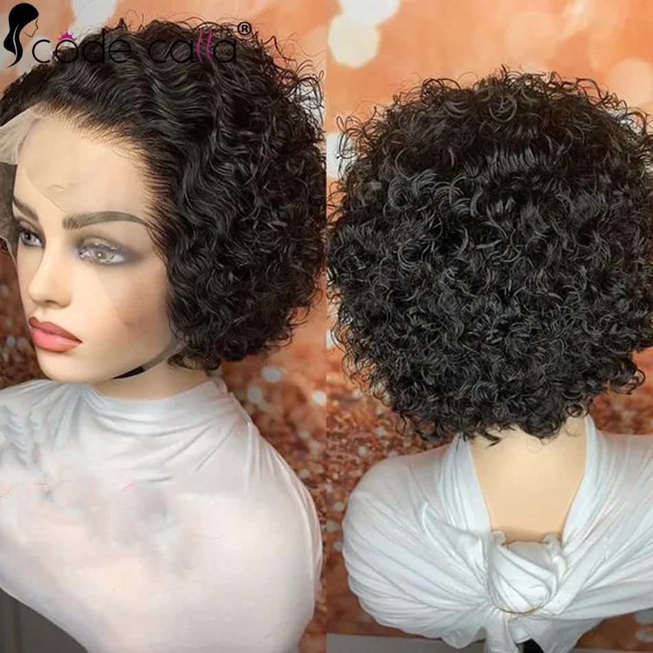 13x1 Transparent Lace Front Water Wave Short Bob Wig Pixie Cut Curly Human Hair Wig for Black Women Brazilian Virgin Hair view 4