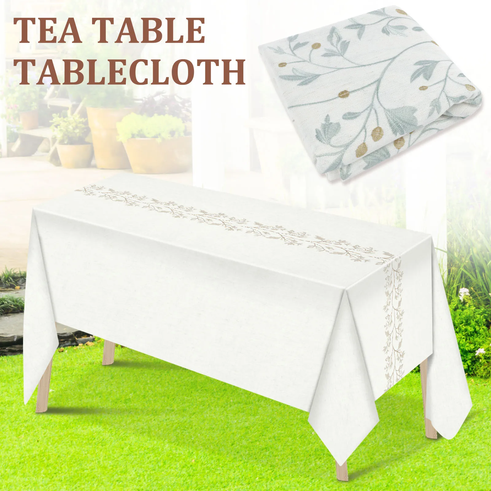 Table Cloth Soft Linen Tablecloth Elegant Embroidery Table Cloths Easy to Clean Dining Table Cover Versatile Vinyl Tablecloth