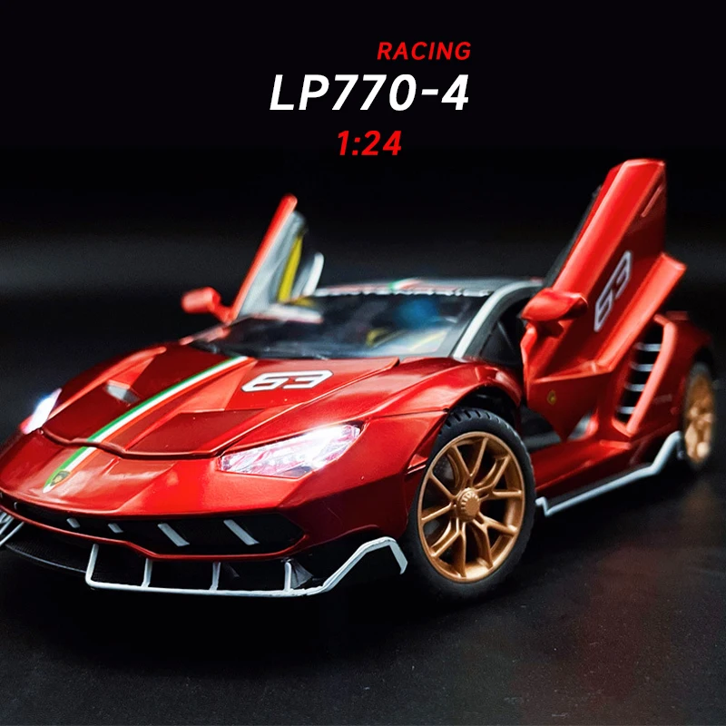 

1:24 Diecast Alloy Model Car Miniature LP770-4 Metal Vehicle Simulation Supercar Children Gifts Collectible Boys Chiristmas Toys