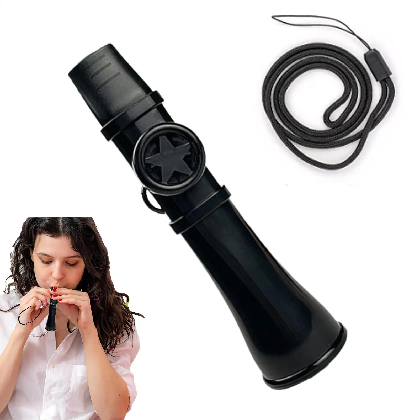 Portable ABS Kazoo Flute Easy To Learn with Lanyard Musical Instruments Joyful British Musical Whistle Toy Boys Girls Gift