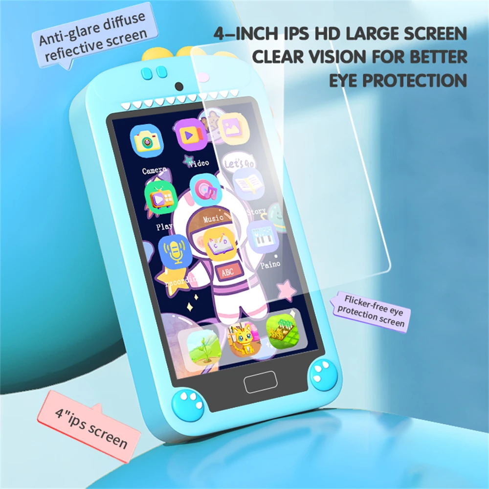 Large Screen 4.0'' Kids Smart Phone Toys Cartoon Baby Mobile MP3 Player Digital Camera for Girls Boys Birthday Christmas Gifts