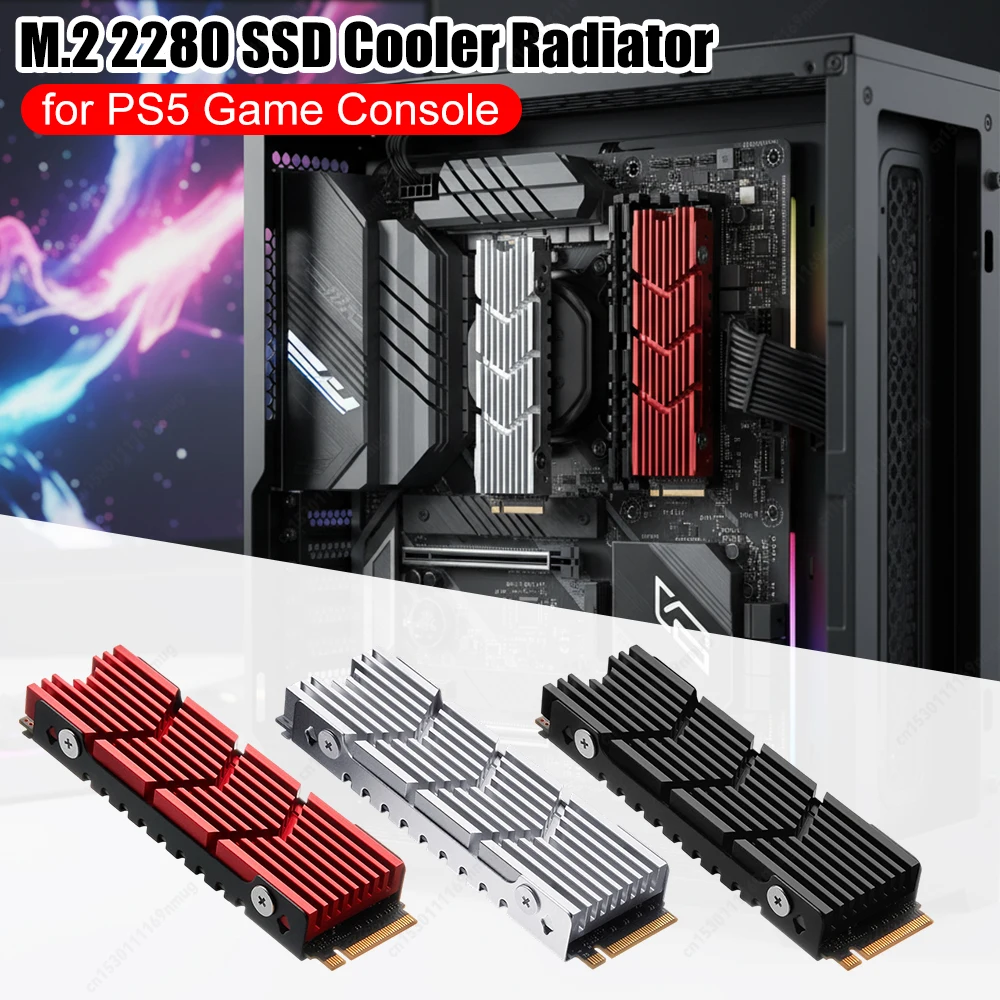 

M.2 2280 SSD Heatsink NVME NGFF Solid State Hard Disk Cooler Aluminum Alloy with Thermal Silicone Pad for PS5 Game Console