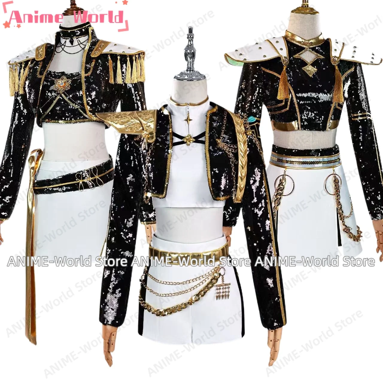 

KPop Охотники на демонов Косплей Руми Зои Мира Костюм Парик Женский Черный Золотой Прохладный Костюм Хэллоуин Вечеринка Ролевая Игра Наряд