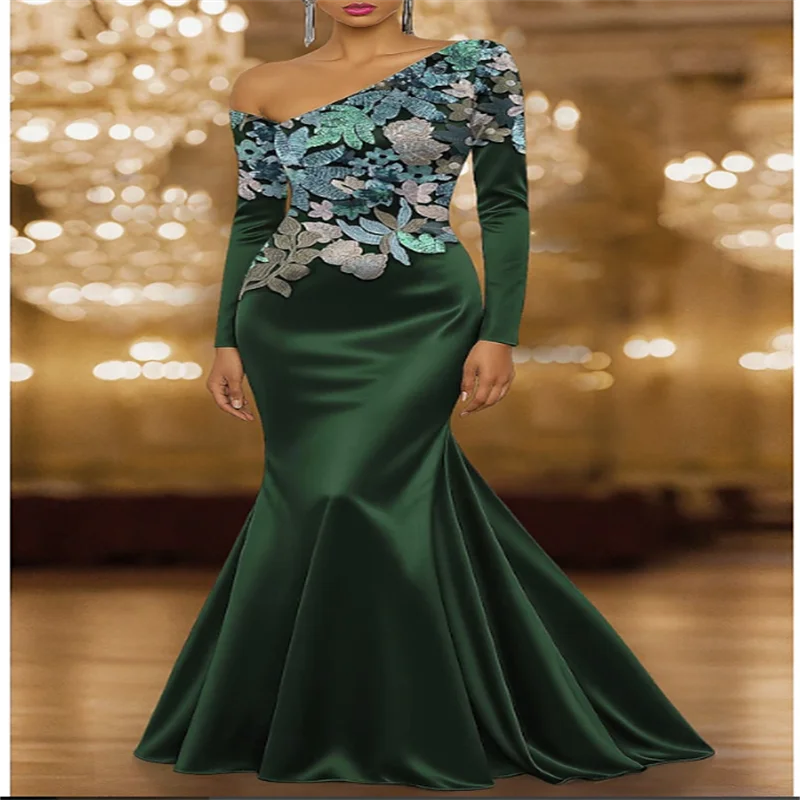 Abiti da ballo lunghi fino al pavimento a sirena/tromba Abito da sera Abito da ballo Abito formale Elegante manica lunga scintillante vintage Personalizza