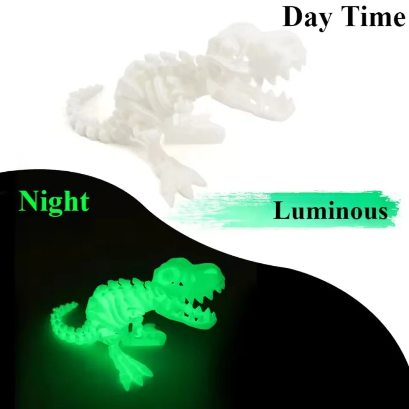 3D Printed Dragon Set Crafts Model Decoration Fidget Toy Rotatable Tyrannosaurus Rex Skeleton Dinosaur Gift for Kids Birthdays