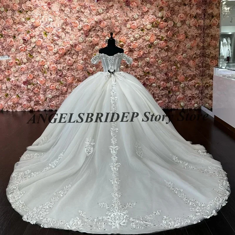 ANGELSBRIDEP White Quinceanera Dresses Ball Gowns Appliques Beads Crystal Birthday Princess Vestidos 15 Para XV Años Customized