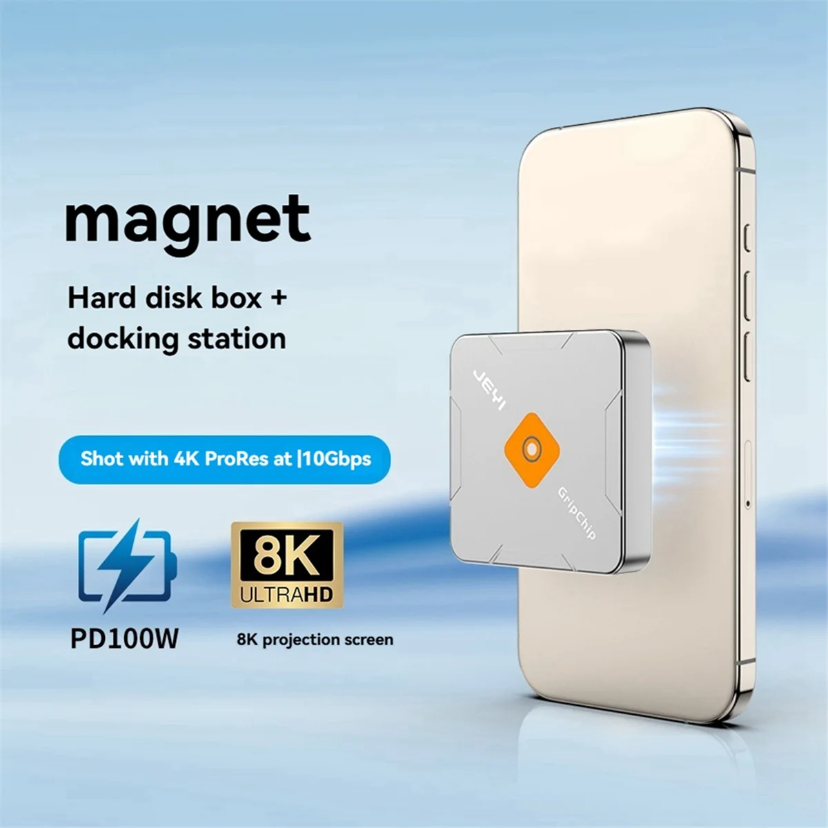 New JEYI Magnetic M.2 2230 SSD Enclosure with Magsafe for IPhone 16/15 ProRes Support, 8K/4K HD Screen Sharing, USB 10Gbps
