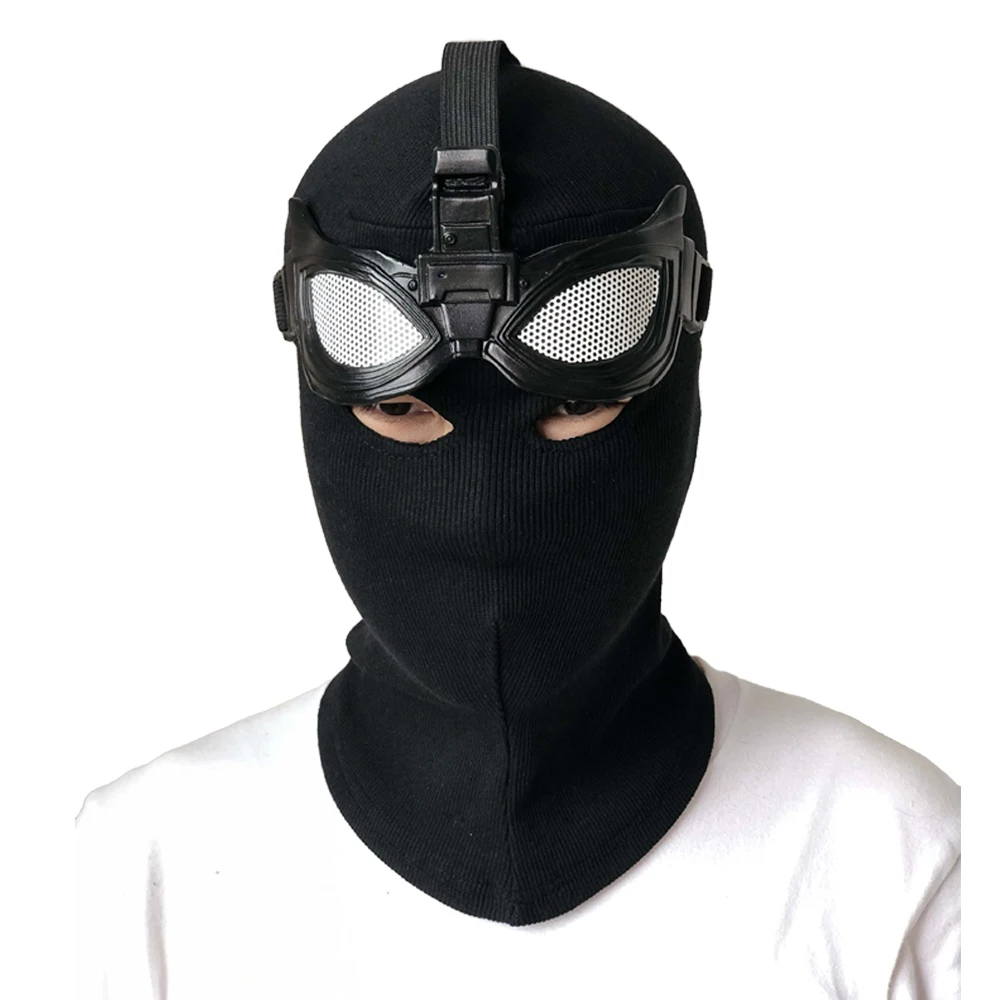 Superhero Peter Parker Spider Mask Cosplay Stealth Suit Black Helmet Halloween Masquerade Party Costume Props 