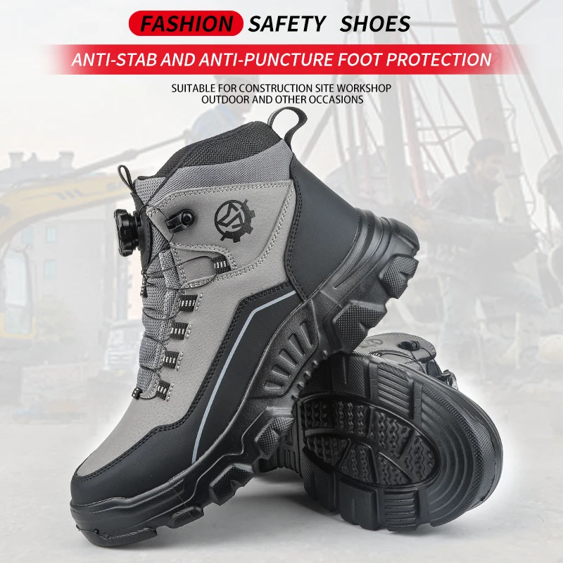 Multi-color optional, multi-functional high-top slip-on shoes with knob buckles, unisex, safety shoes, protective shoes, work sh
