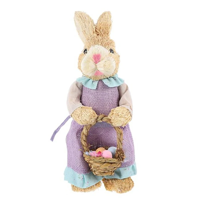 Bunny Straw Easter Rabbit Cute Rabbit Ornament Home Festival Party Window Decorations Photography Children Gift