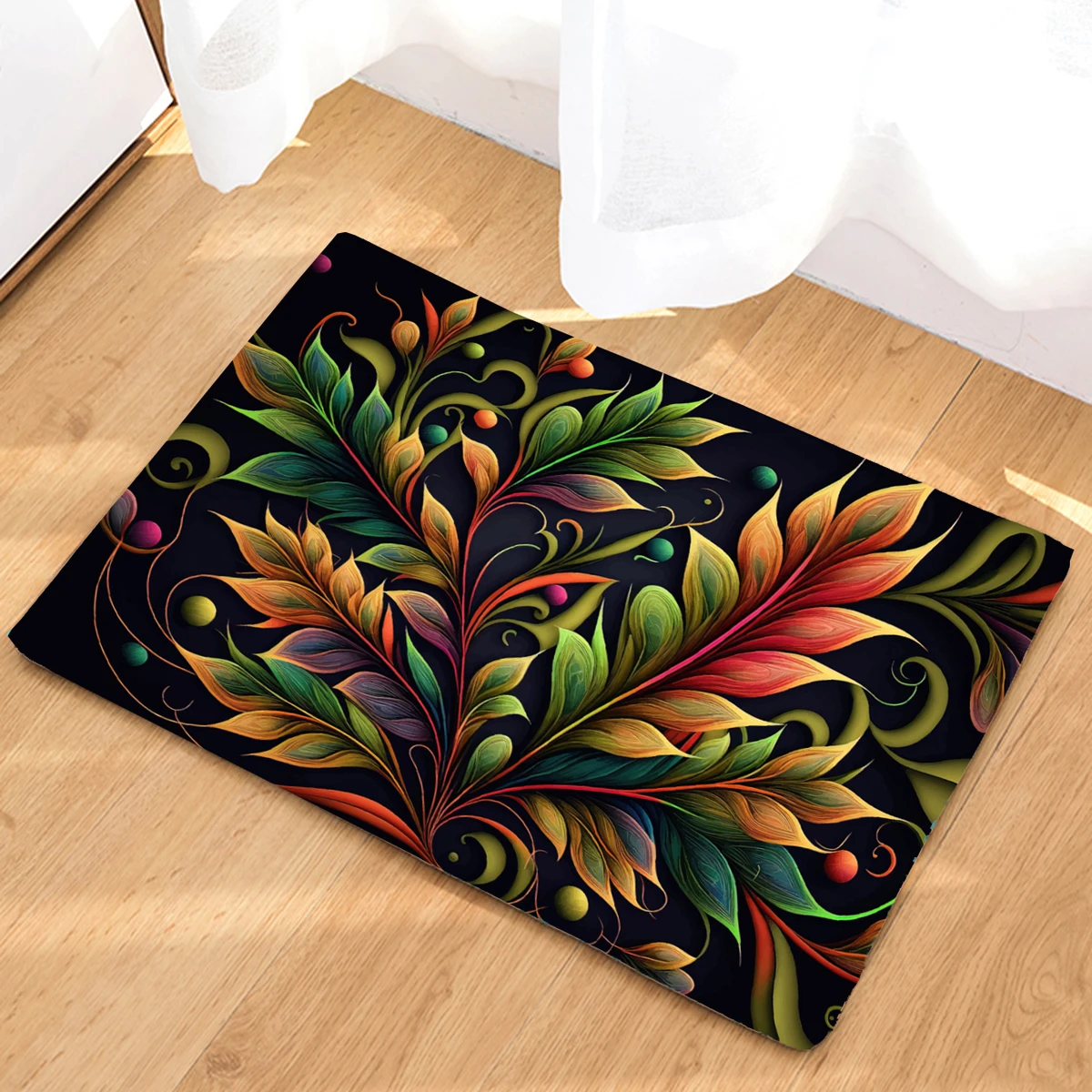 

Plant Pattern Kitchen Mat Bathroom Hallway Entrance Doormat Bedroom Non-Slip Foot Rugs Home Living Room Floor Decor Carpet