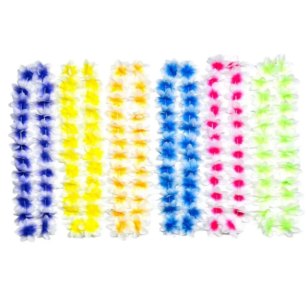 10Pcs Colorful Hawaiian Leis Reusable Vibrant Tropical Theme Leis Creative Photo Props Artificial Flower Wreath