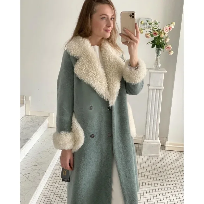 Women Fashion Winter Fur Jacket Elegant Y2K Outdoor Long Overcoat Lady Keep Warm Casual Plush Woolen Cardigan Coat