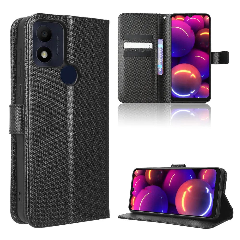 Para TCL 305i funda de lujo con patrón de diamante piel PU funda tipo billetera de cuero con soporte para TCL 305i 305 i TCL305i bolsa de teléfono