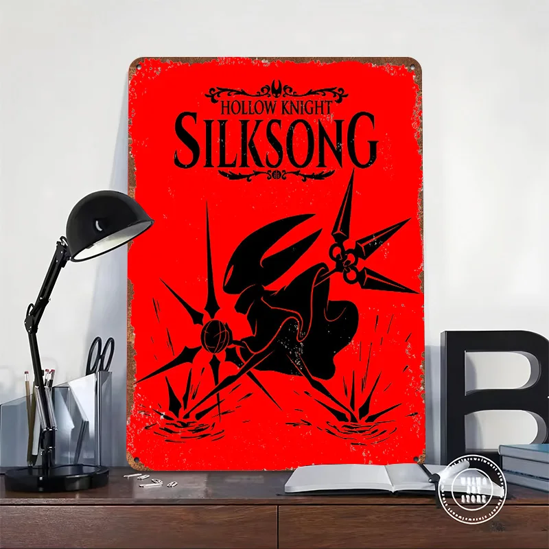 Hollow Knight Silksong Hornet Metal Poster Customized Wall Art Retro Vintage Metal Signs for Man Cave Room Decoration Desk Decor