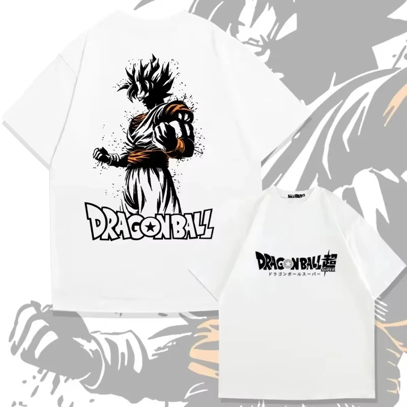 드래곤 볼 Goku 만화 남자 티셔츠 여름 짧은 소매 100% 코튼 애니메이션 야외 캐주얼 부모-자식 탑 어린이 티셔츠