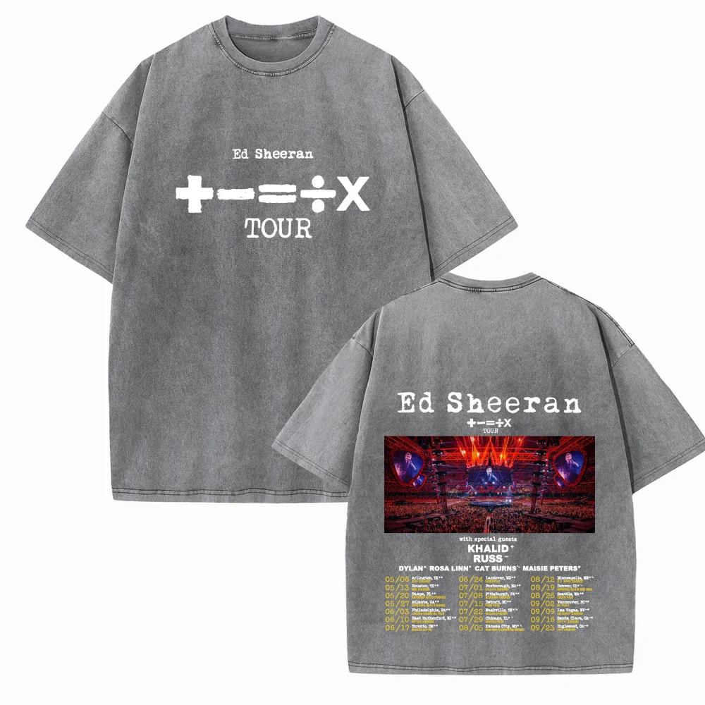 Ed Sheeran Tour 2024 Shirts Vintage Harajuku Summer  Unisex O-Neck Short Regular  Sleeve Cotton T-Shirts Printing