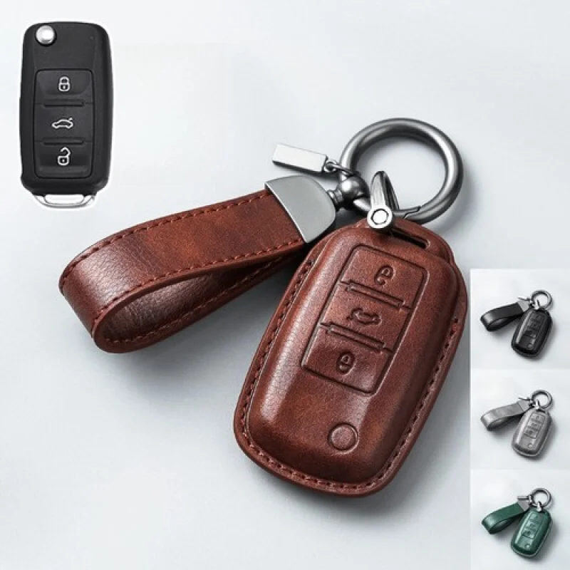 

A+ Genuine Leather Car Key Case Cover For VW Beetle Golf Scirocco Polo MK5 Tiguan