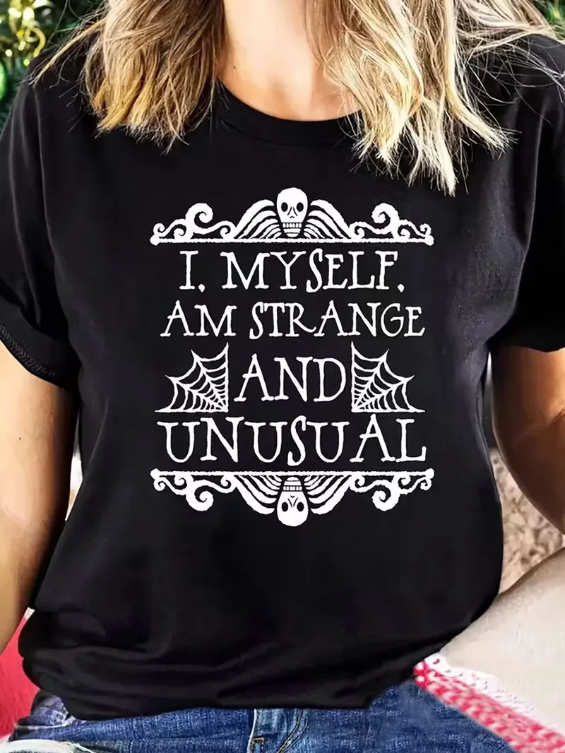 

2025 Новая рубашка унисекс с буквенным узором и принтом в уличной моде, с короткими рукавами из чистого хлопка, с круглым вырезом и короткими рукавами