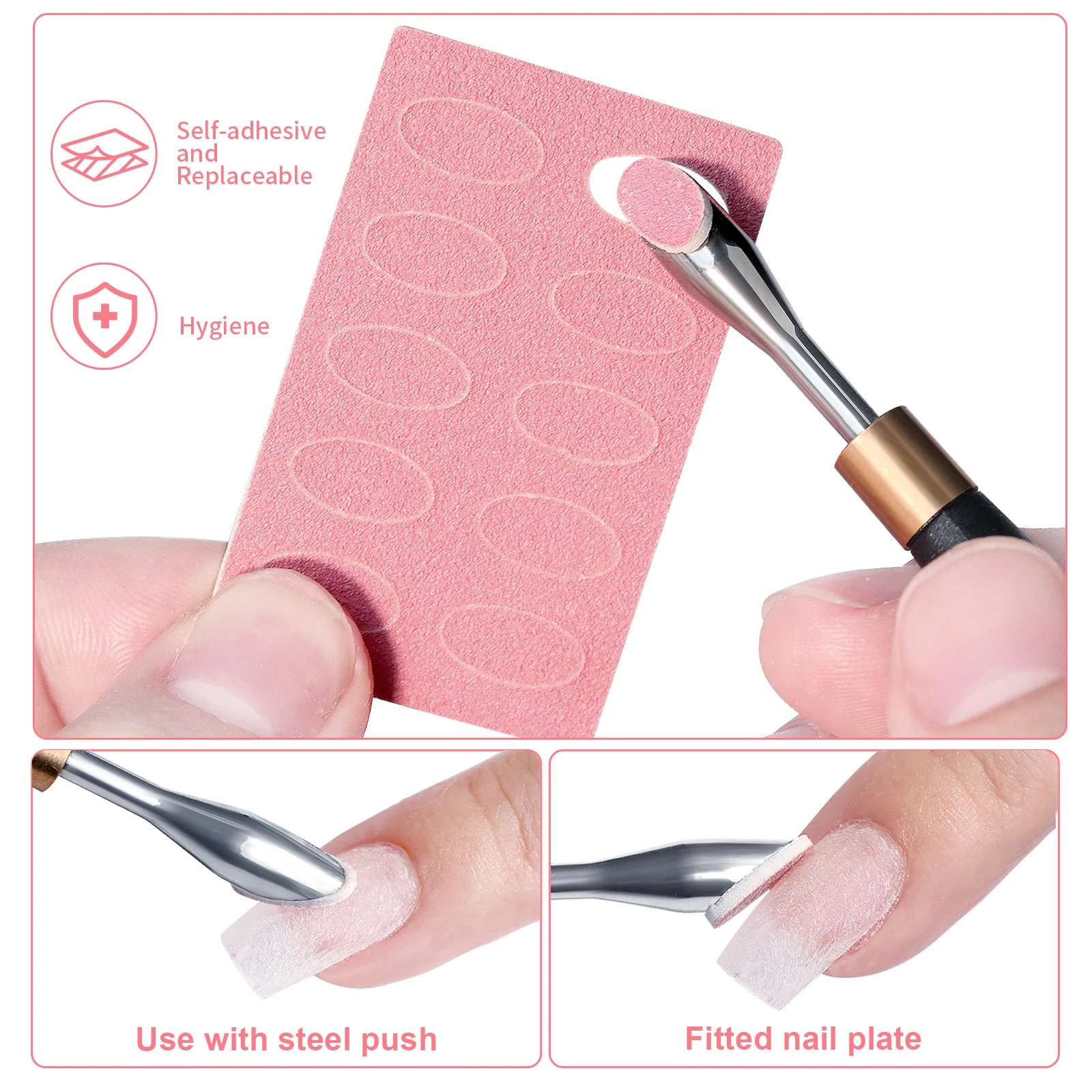 5/10Sheet Nail Cuticle Pusher Self-adhesive Sand 100#180#240# Flake File Trimming Nails Pre Polishing Sandpaper Set ManicureTool