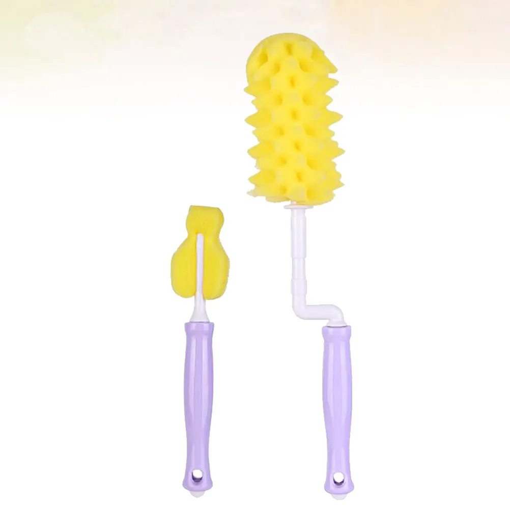

2Pcs Baby Bottle Brush Set Pineapple Shape Sponge Pacifier Brush Rotatable Handle Feeding Bottle Cleaning Tools Nursing