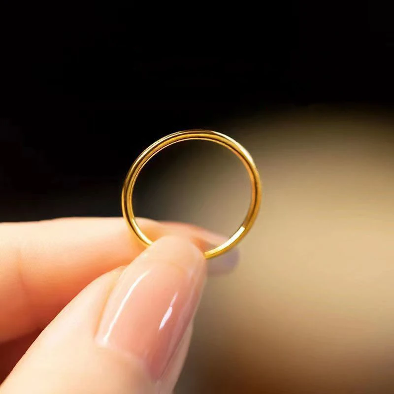 Women's Rounded Thin Gold Rings, Stackable Minimalist Jewelry