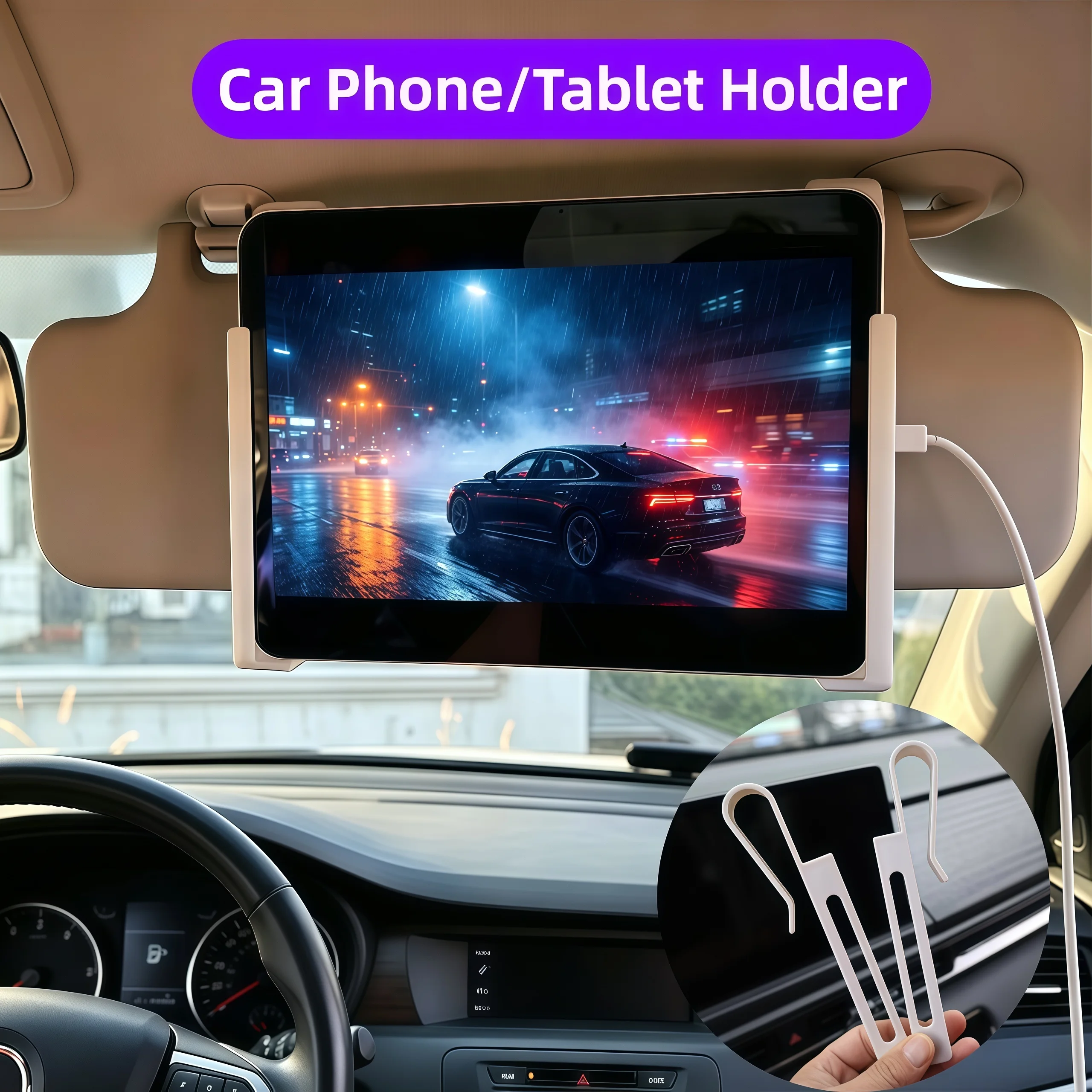 Car Sunshade Screen Holder, Adjustable Shock-Absorbing Holder For Mobile Phones/Tablets, Suitable For Ipad, Gps NavigationHolder