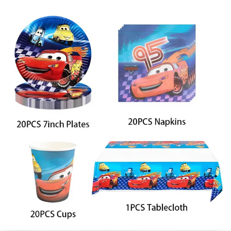 Disney Cars Birthday Decoration Lightning McQueen Party Tableware Set Cup Plate Balloons Baby Shower Kids Girls Event Supplies