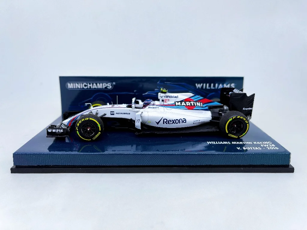 Minichamps Valtteri Bottas Simulação Edição Limitada Resina Metal Car, Modelo estático, Toy Gift, 1:43, F1, FW38, 2016