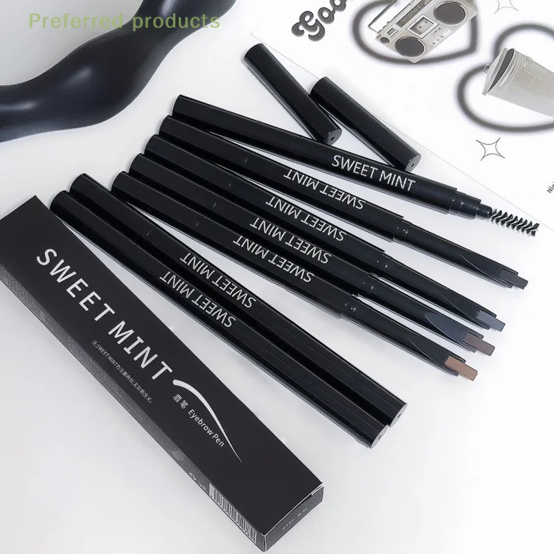 Doppelköpfiger Augenbrauenstift, natürlich, langlebig, wasserfest, schweißfest, Augenbrauenstift, Augen-Make-up-Kosmetik für Anfänger, 2-in-1