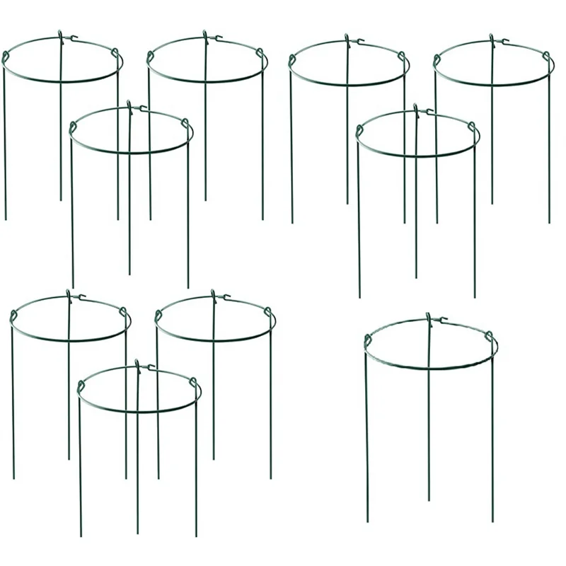 

A21I-Cage Rings Garden Plant Support Brace, Pack Of 10 Round Metal Plant Stakes Rings, Strong Garden Supports