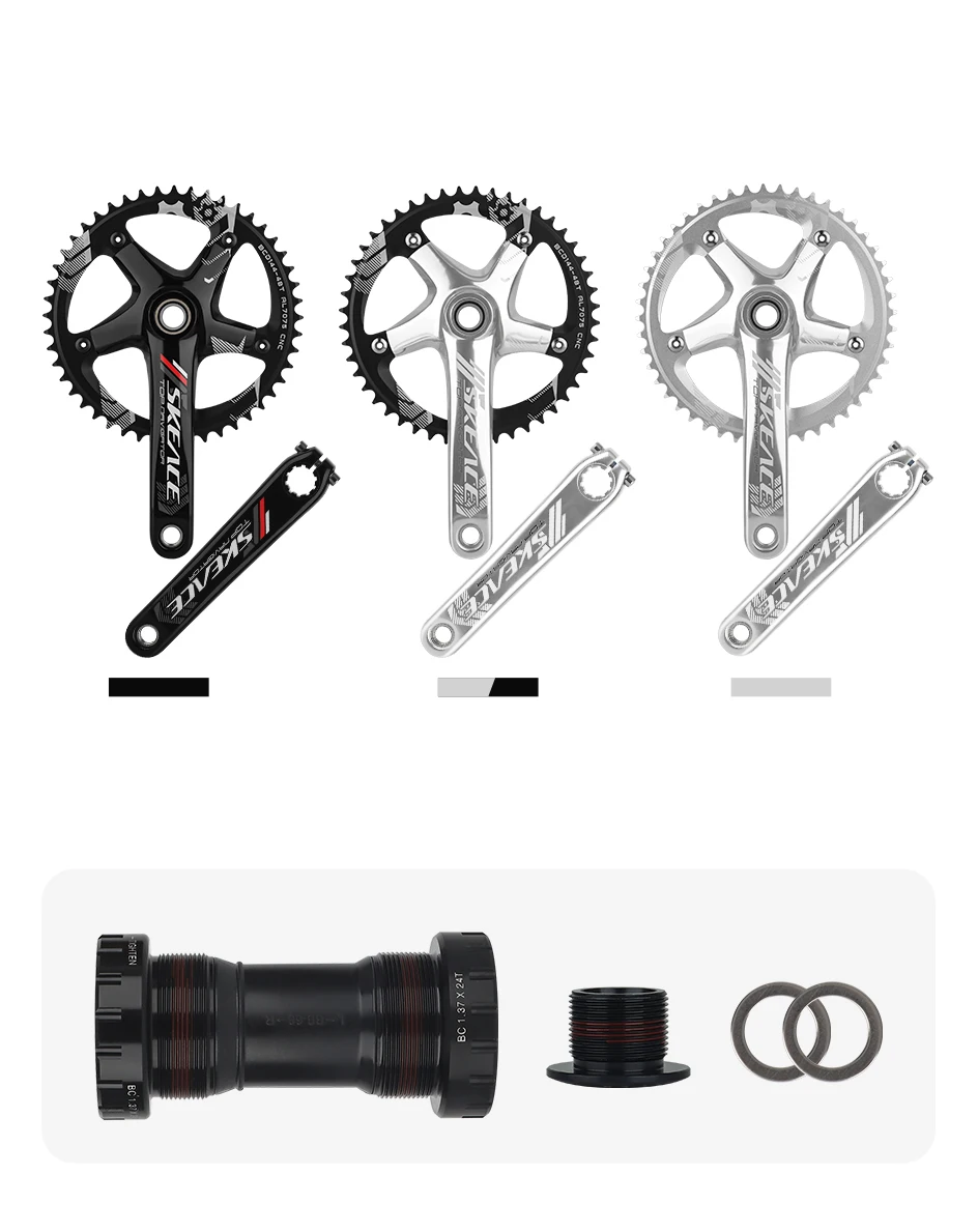 Pédalier de vélo 165 mm carré conique 144BCD Pédalier de vélo à engrenage fixe en alliage d'aluminium Pédalier à vitesse unique 49T Plateau pour 10/11 Pédalier de vélo 165 mm carré conique 144BCD Pédalier de vélo à engrenage fixe en alliage d'aluminium Pédalier à vitesse unique 49T Plateau pour 10/11