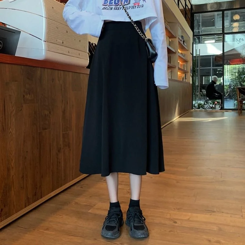 

2023 High Waist Skirt Mid Length Length Pleated A-line Skirt Skirt Korean Fashion Skirts Clothes for Women