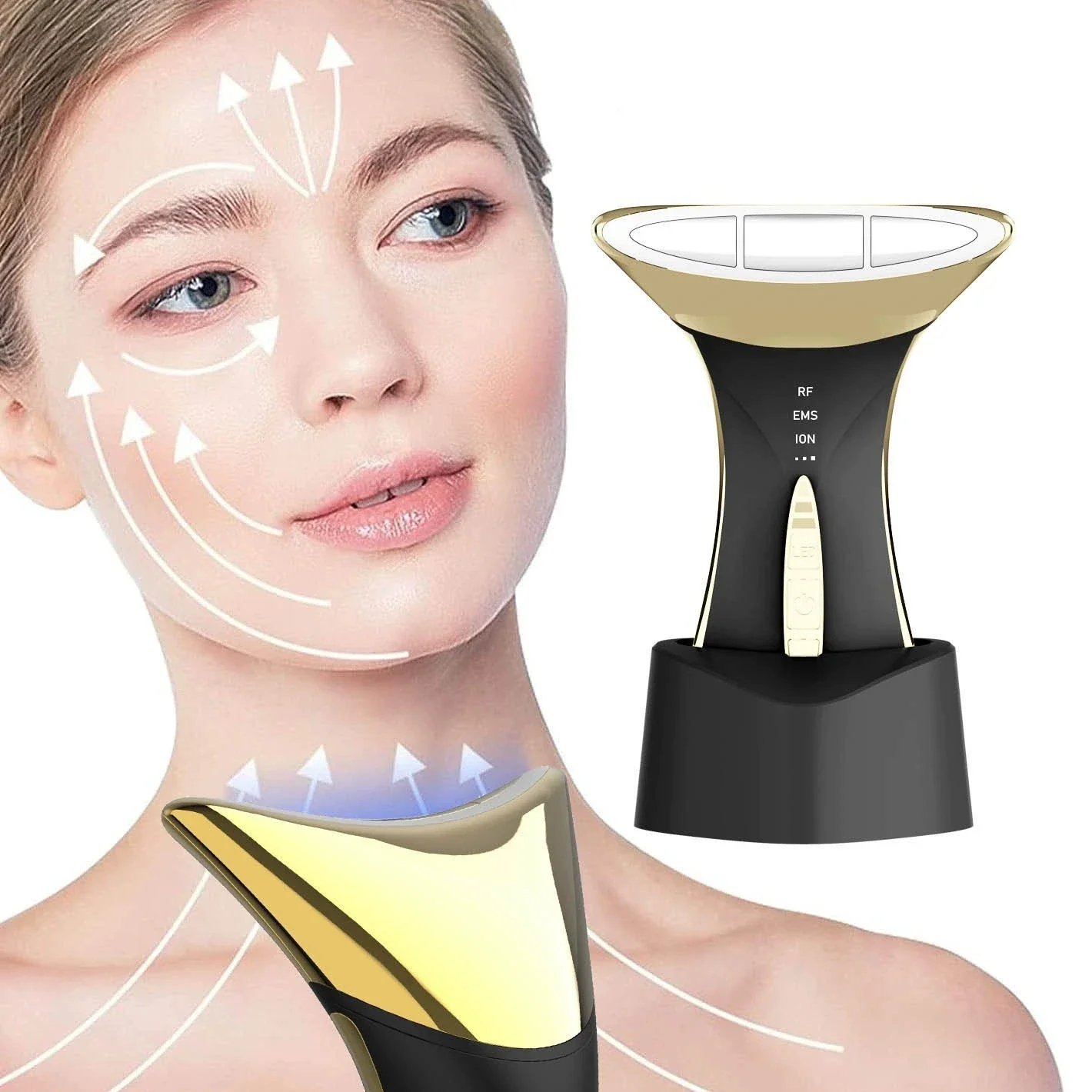 EMS Mikrostrom Hals- & Gesichts-Schönheitsgerät LED Hautverjüngung Doppelkinn-Reduzierer Gesichtsstraffung Hautstraffungs-Massagegerät