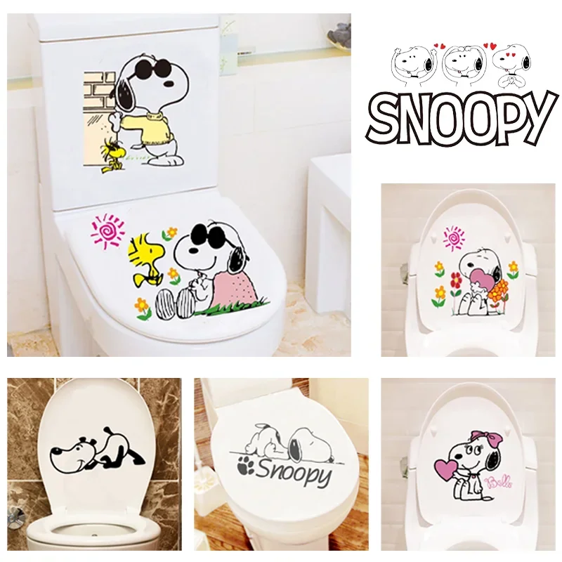 

Наклейки на унитаз Snoopy, оригинальные домашние фотообои для унитаза, милая собака, водонепроницаемый подарок