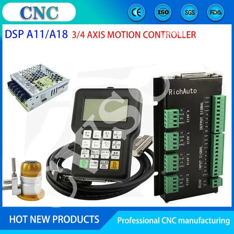 3- 4-axis CNC tool motion controller DSP A11E A18 Richauto offline engraving machine system handheld English version