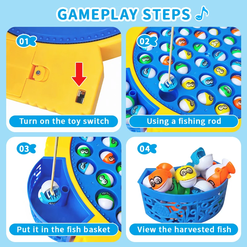 어린이를 위한 물고기 전기 낚시 게임 장난감, 어린이 퍼즐, 인터랙티브 낚시 장난감, 교육적이고 음악이 나오는 회전 장난감, 45개