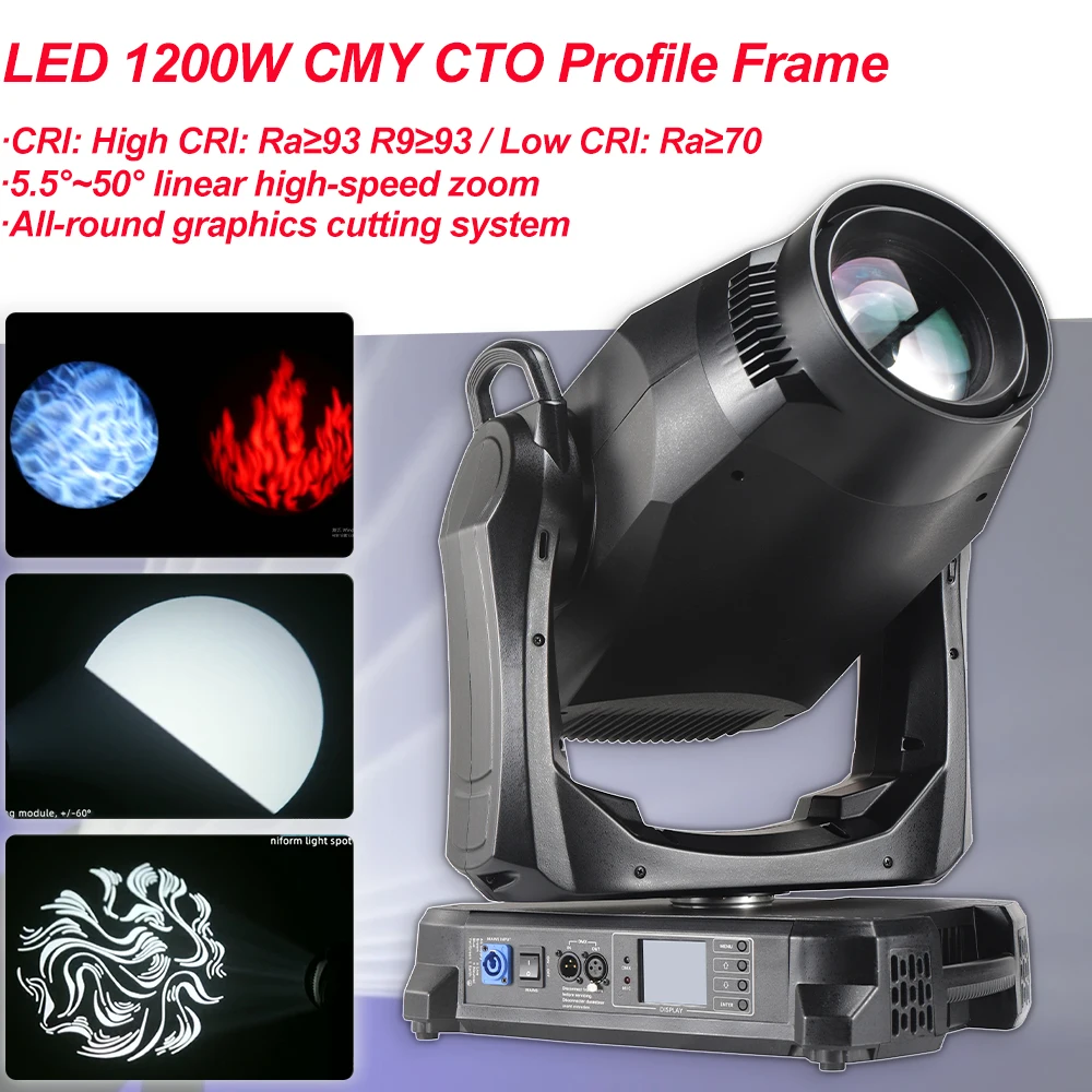 LED 1200W CMY CTO Profile Frame Moving Head Light Stage DJ Light Disco Bar Club Performance Wedding Show Lighting Equipment