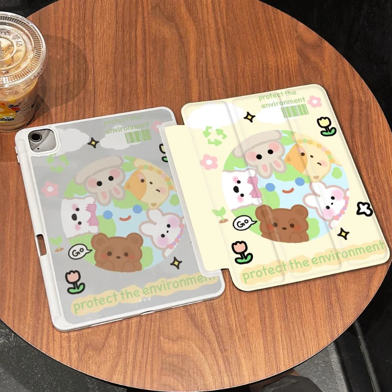 เคสสำหรับ iPad Air3 10.5 iPad 5th 6th รุ่นโปร11 2ND 3rd 4th iPad Air 5 2022 Air 4เคสลายการ์ตูนรูปสัตว์น่ารัก