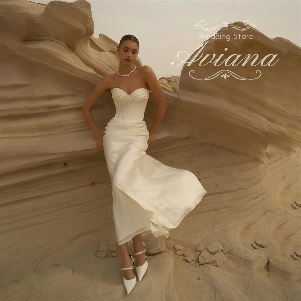 

Aviana Customized Bridal Gown Sweetheart Neckline Mermaid Silhouette Satin Fabric Elegant Ankle-Length Classic Design Simple