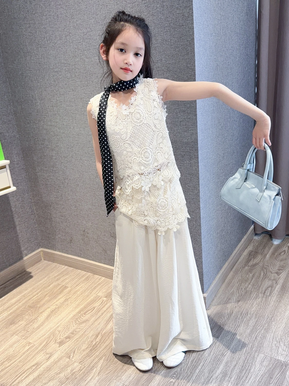 girls-summer-outfit-set-sleeveless-top-and-wide-leg-pants-two-piece-cotton-polyester-blend-breathable-lightweight-clothing