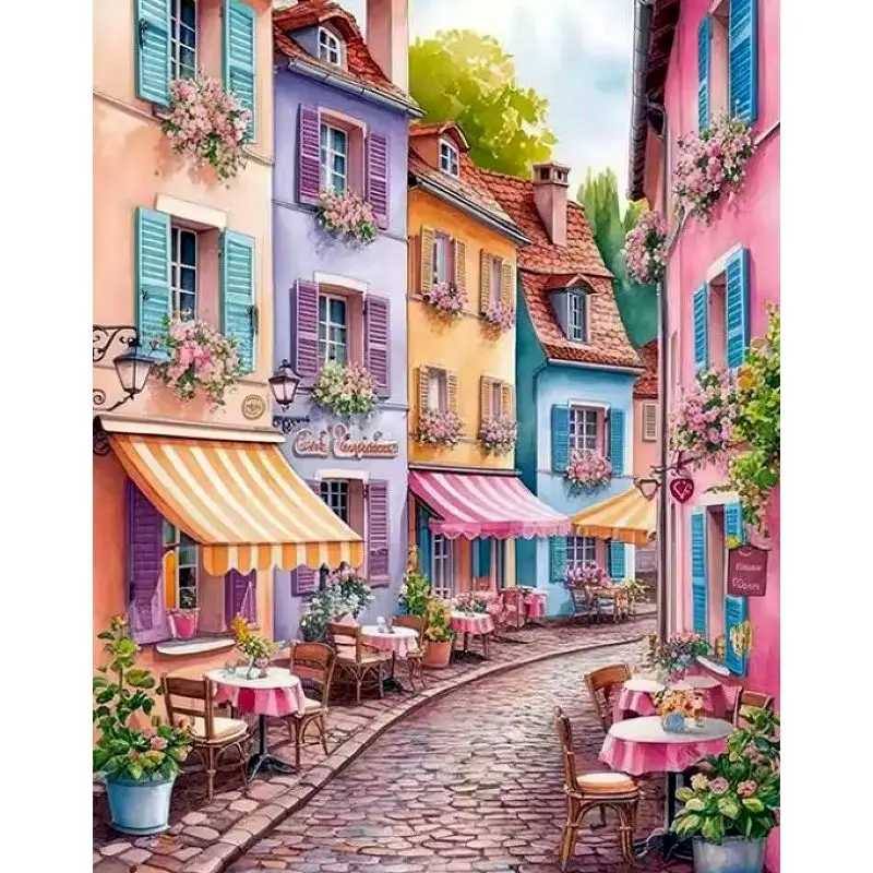 

CHENISTORY European Village Street Painting by numbers Frameless DIY Picture Drawing Landscape Home Decoration Coloring By Numbe