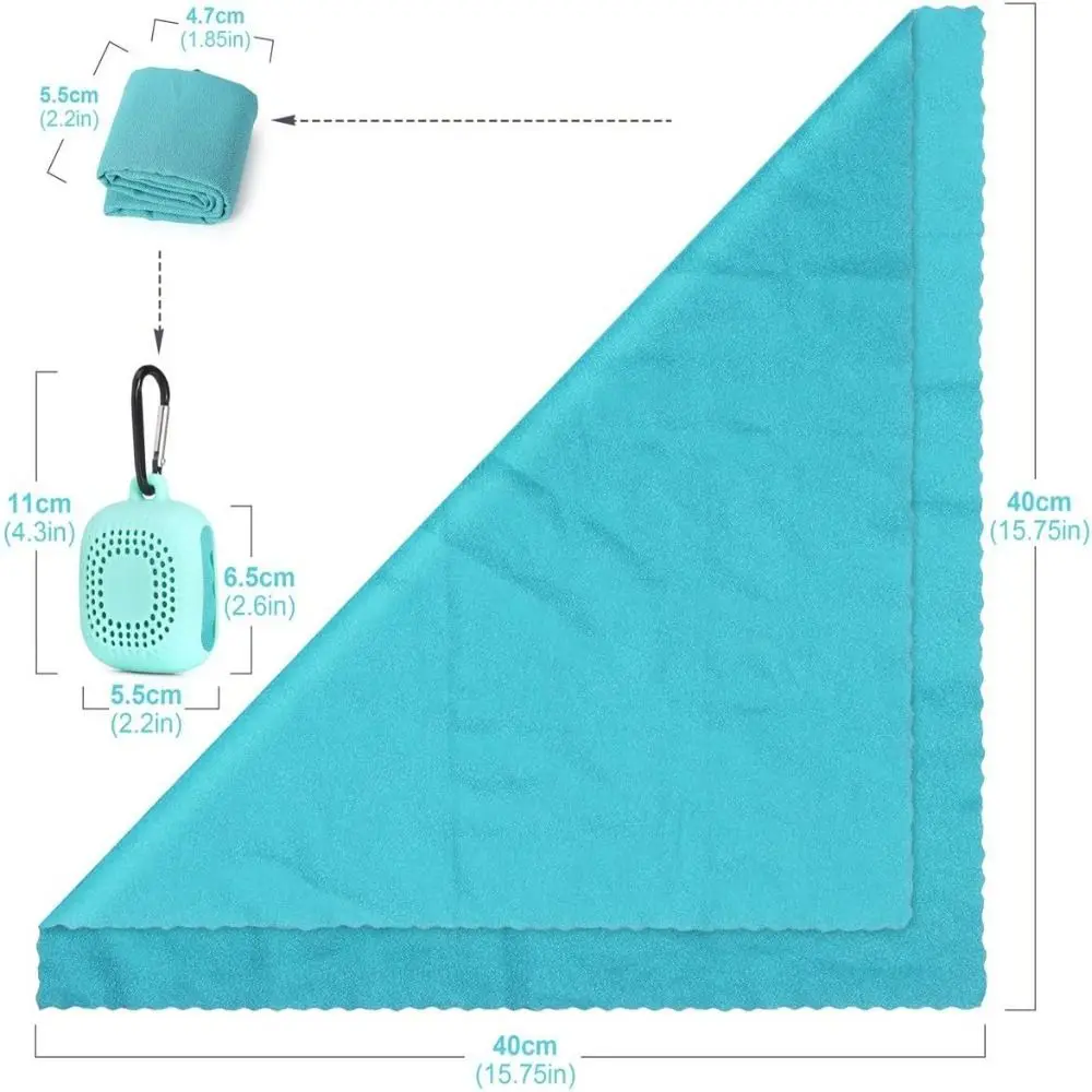 Zachte Sneldrogende Handdoek Super Absorberend Met Siliconen Case Sporthanddoekzak Effen Kleur Microfiber Handdoek