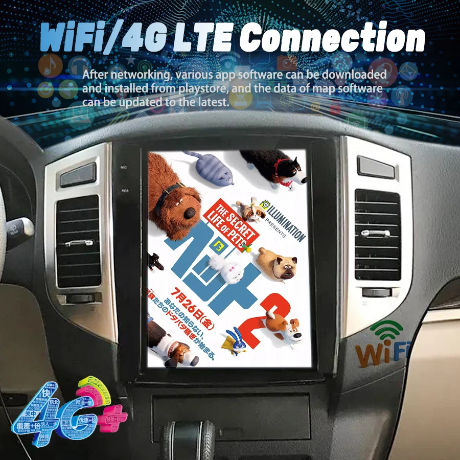 Rádio automotivo com tela tesla de 12.1 polegadas, para mitsubishi pajero sport v97 v93 v98 rockford, navegação gps, carplay, unidade multimídia android