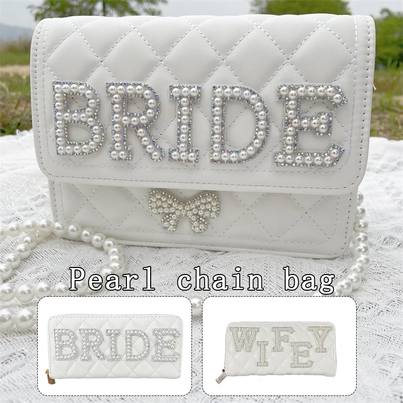 Borsa da sposa borsa a tracolla con catena di perle da sposa per essere borsa a catena di fidanzamento di nozze pochette borsa di perle per feste