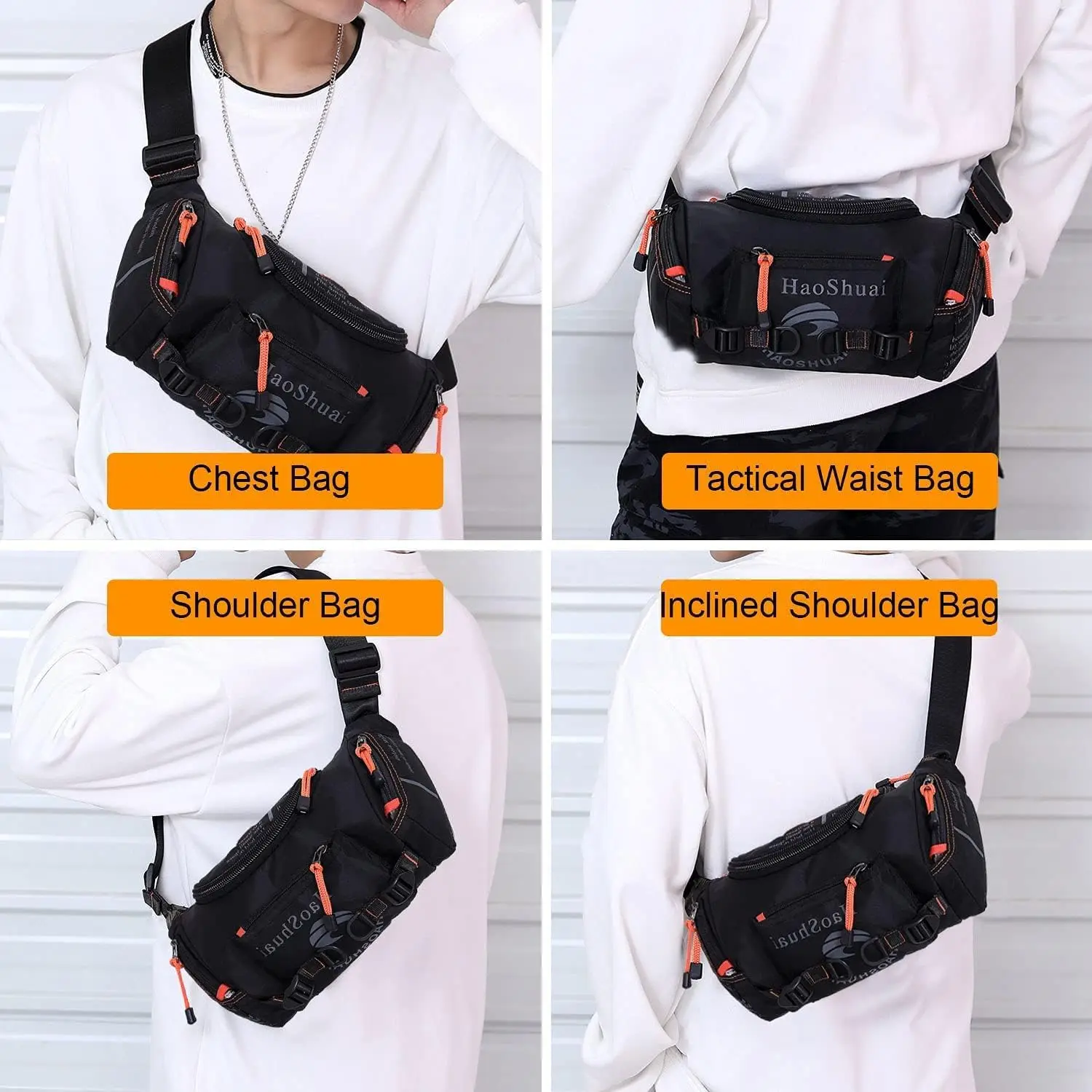 Nylon Man Chest Bag Large Capacity Multifunctional Outdoor Sports Waist Bag Shoulder Crossbody Hiking Cycling Sling Casual Bag