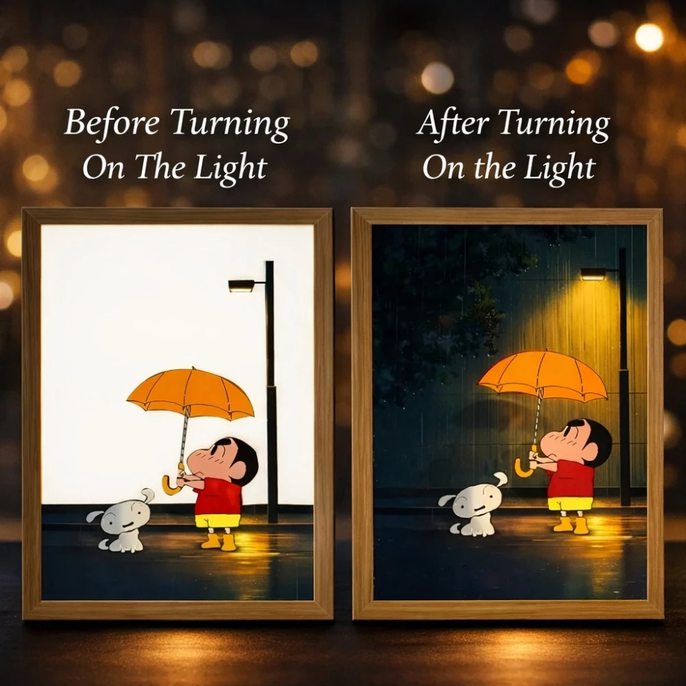 Luz Noturna LED Crayon Shin-chan - 3 Cores, Decoração de Cabeceira para Quarto Infantil, Presente de Anime, Lâmpada de Ambiente Relaxante