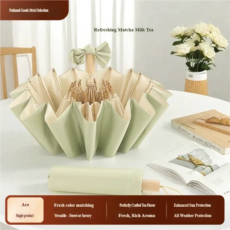 16-rib Sun Umbrella - UV Protection, Foldable, Color Gel Coating, All-weather (Sun & Rain) UPF50+