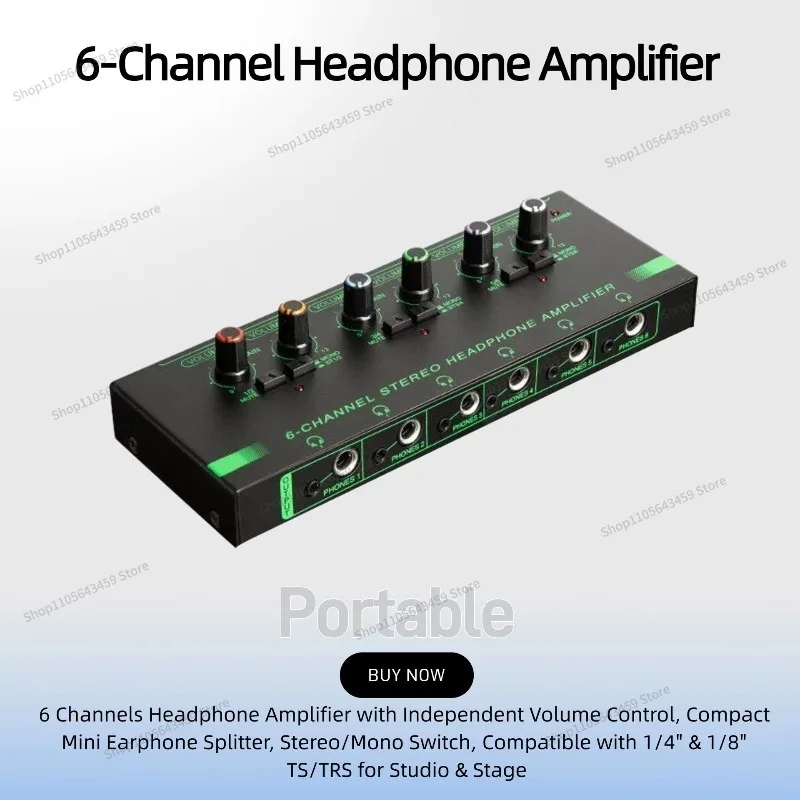 For RGB Lights Professional 4/6 Headphone Amplifier Lossless Sound Quality Monitor Multichannel Splitter